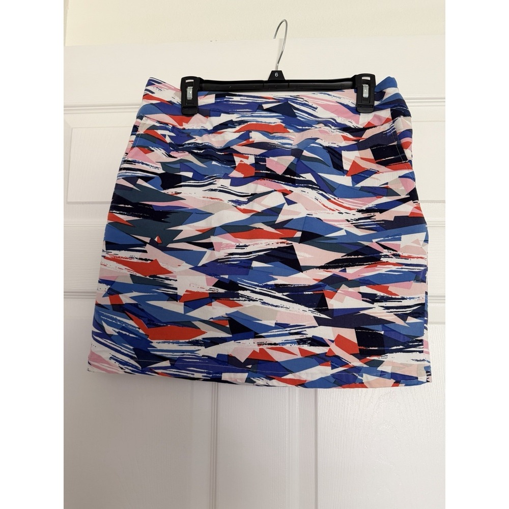 Sara Studio Women's Large Golf Skort Abstract Geometric Print Activewear Pockets